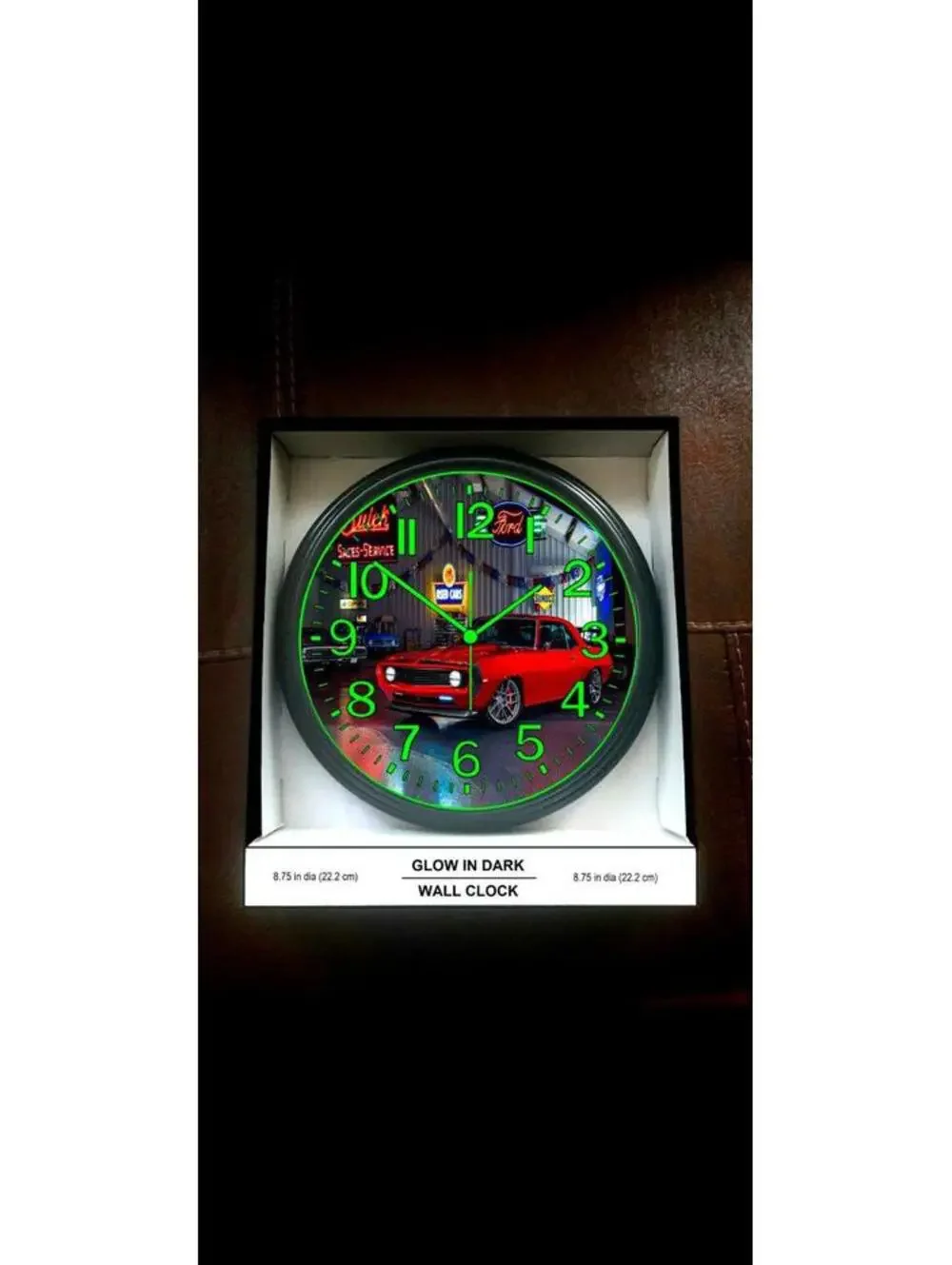 Glow in the Dark Wall Clock Chevy Corvette Camaro Spitfire Retro Army